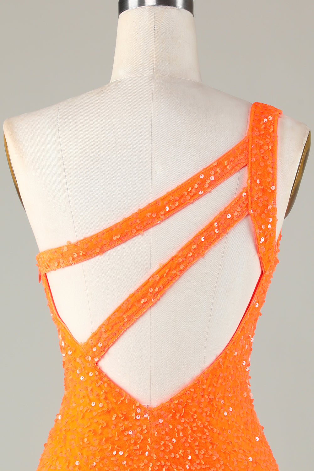 ZAPAKA Sequins One Shoulder Orange Tight Beading Short Homecoming ...