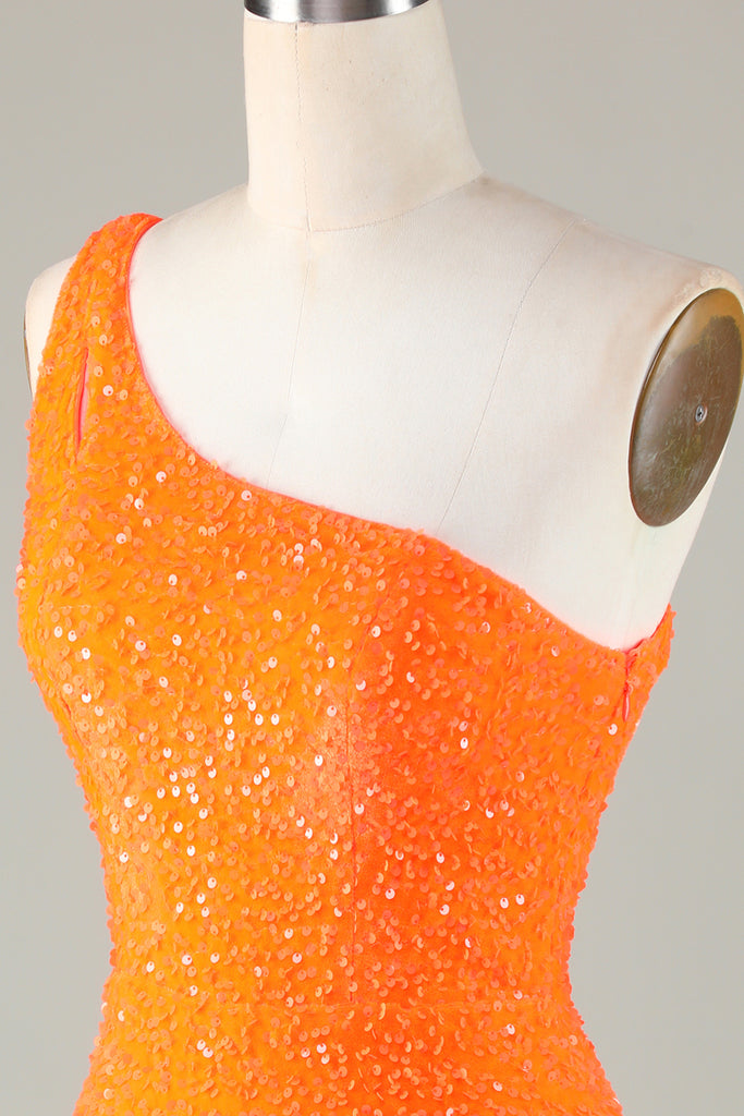 Sheath Orange Tube Top Sleeveless Sequins Tasel Back Zipper Short Homecoming Dress
