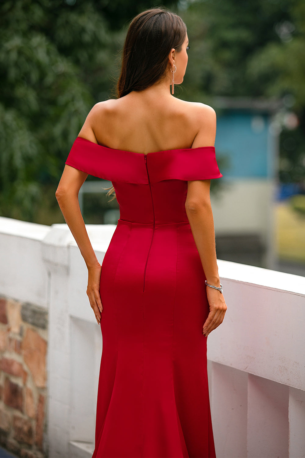 Red Off Shoulder Prom Dress