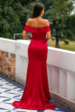 Red Off Shoulder Prom Dress