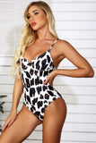 White Black Leopard One Piece Swimsuit
