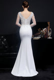White Applique Mermaid Prom Dress