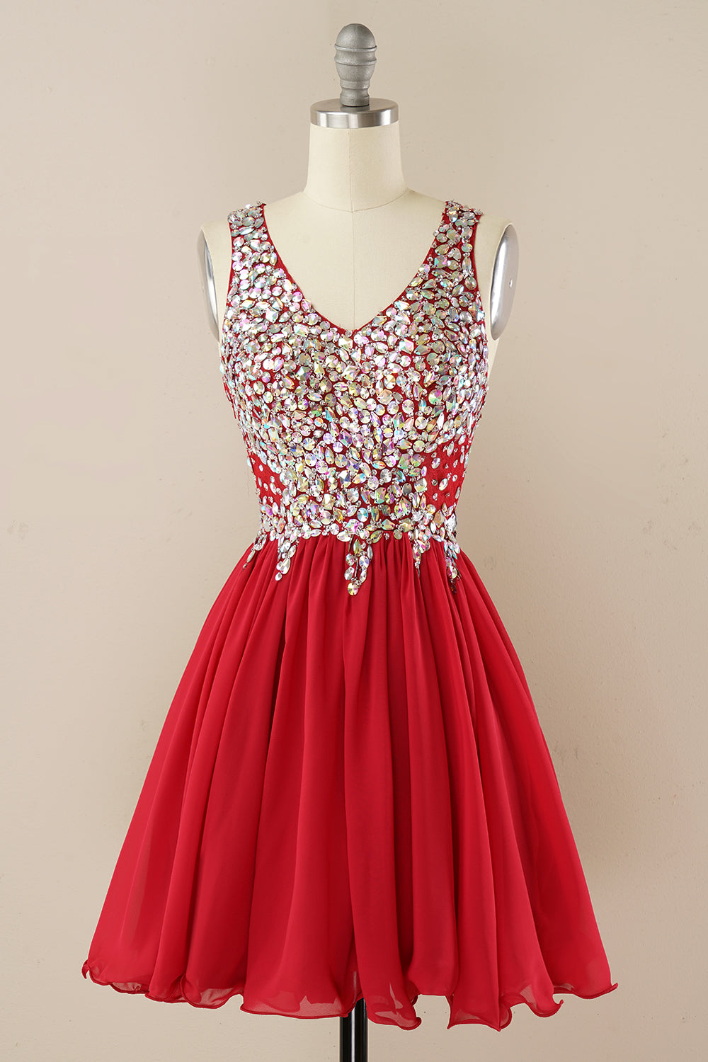 Red Beading Homecoming Dress