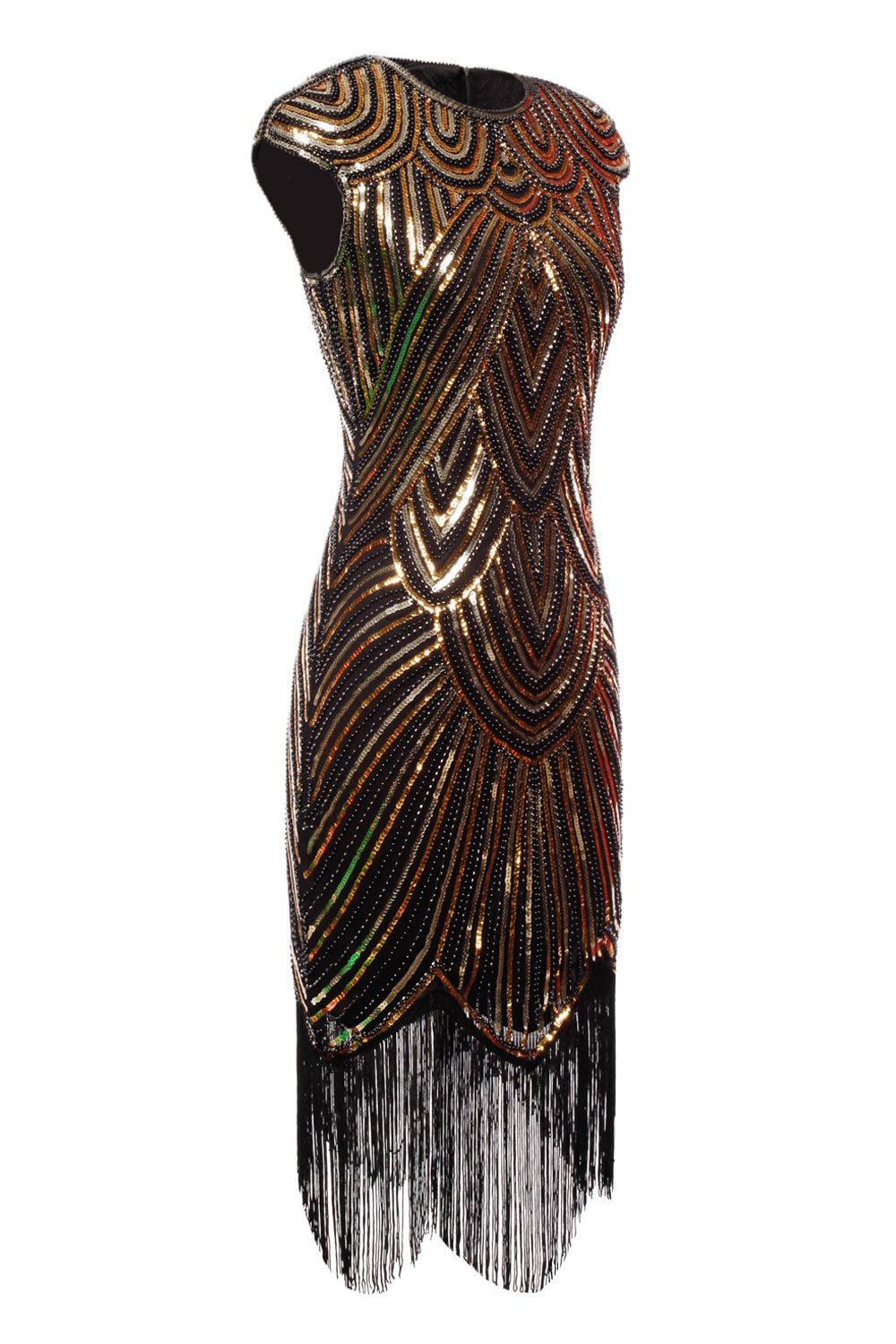 Gold Gatsby Glitter Fringe 1920s Dress
