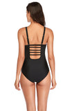 Open Back Solid Color One-Piece Swimwear