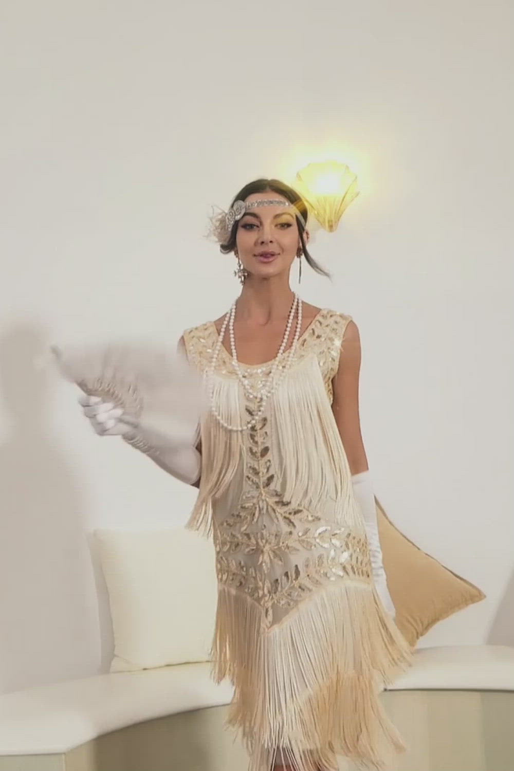 Zapaka Femmes Paillette blanche scintillante 1920s Flapper Robe