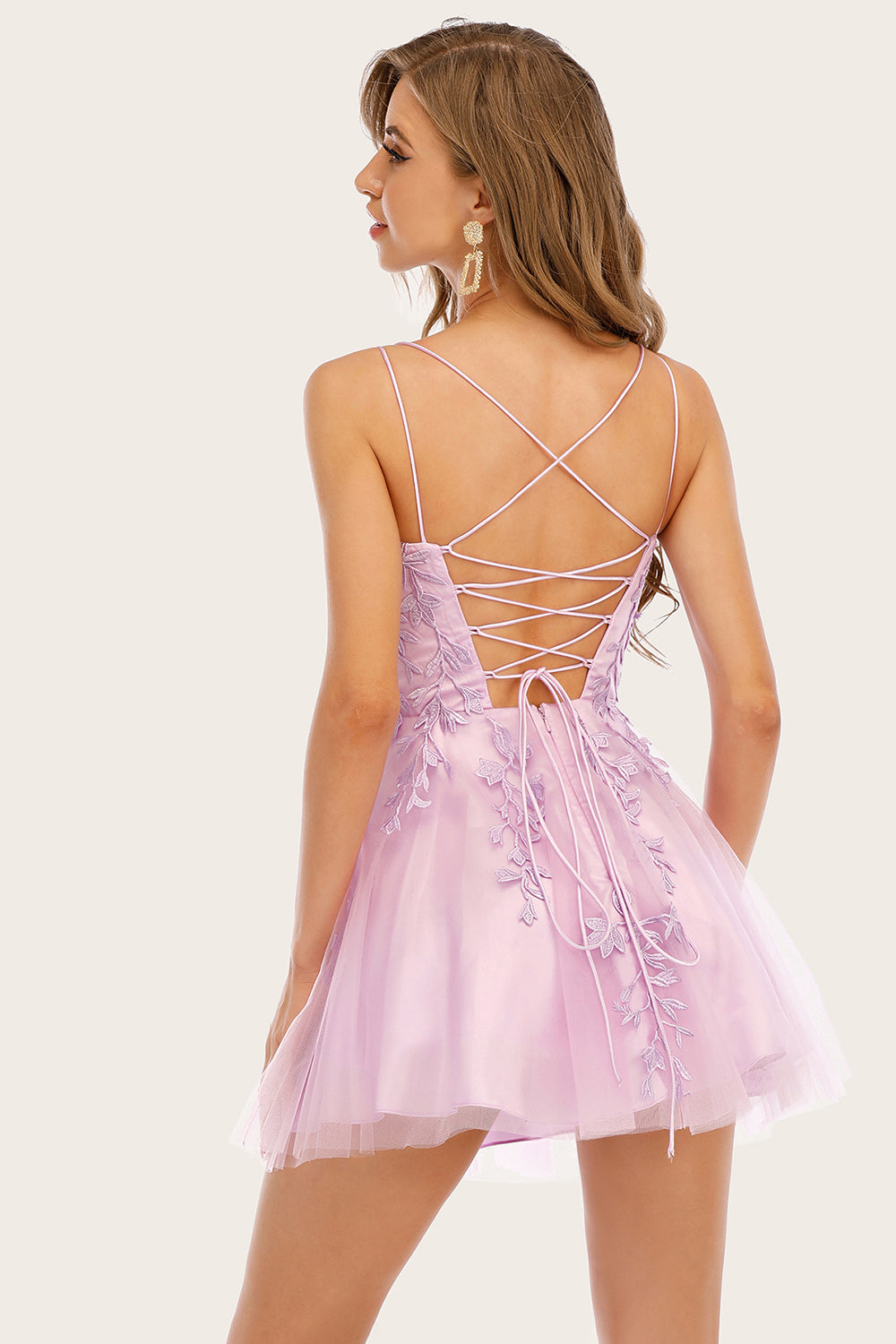 Pink Spaghetti Straps Homecoming Dress