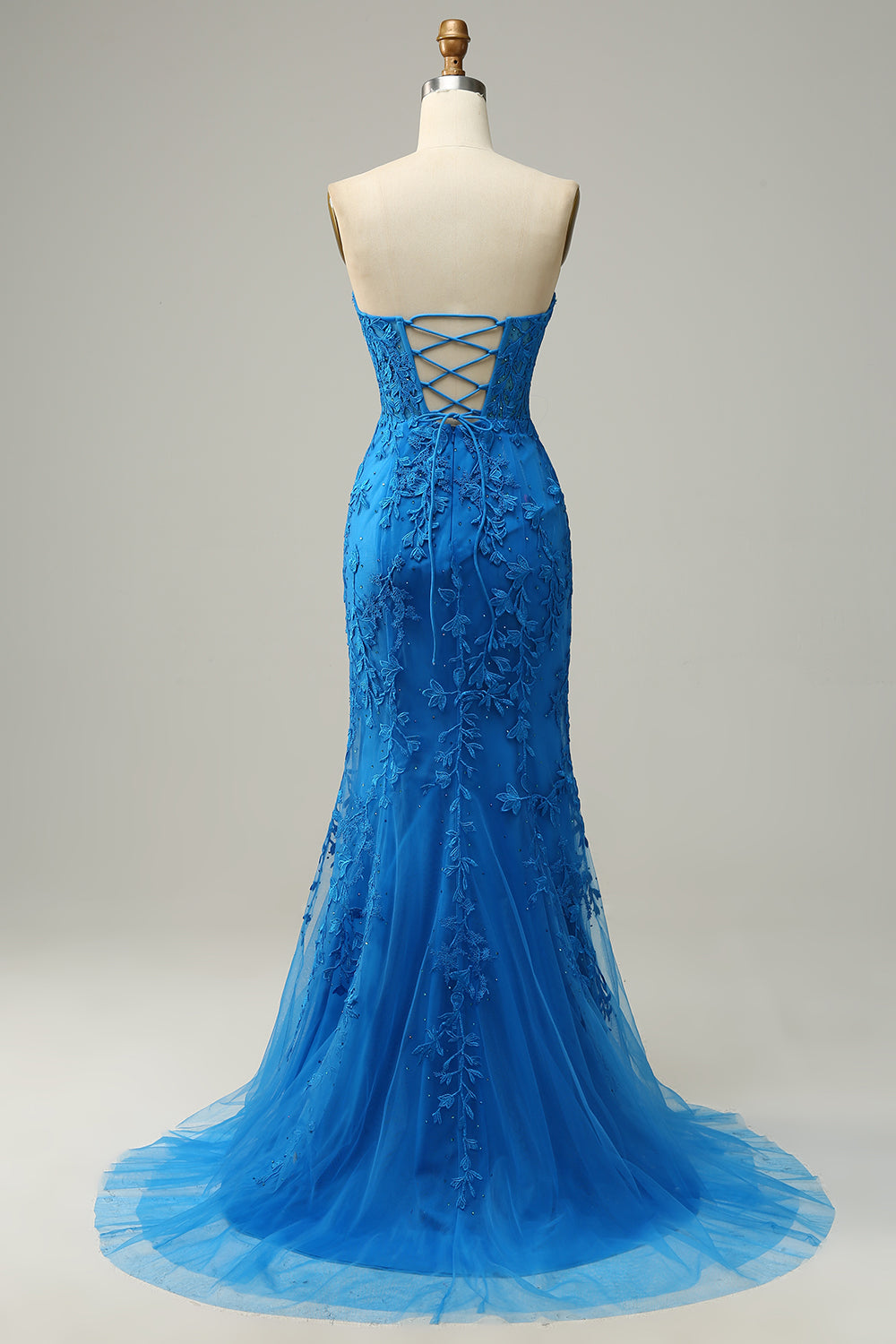 Mermaid Sweetheart Royal Blue Long Prom Dress with Criss Cross Back