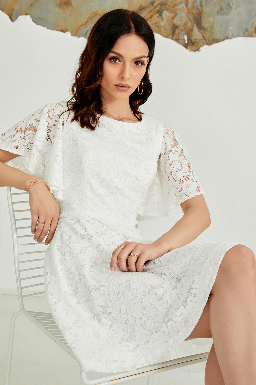 Batwing Sleeves Lace Dress