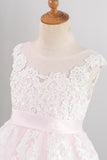 Light Pink Flower Girl Dress with Appliques