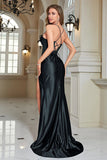 Fuchsia Mermaid Spaghetti Straps Long Prom Dress With Slit