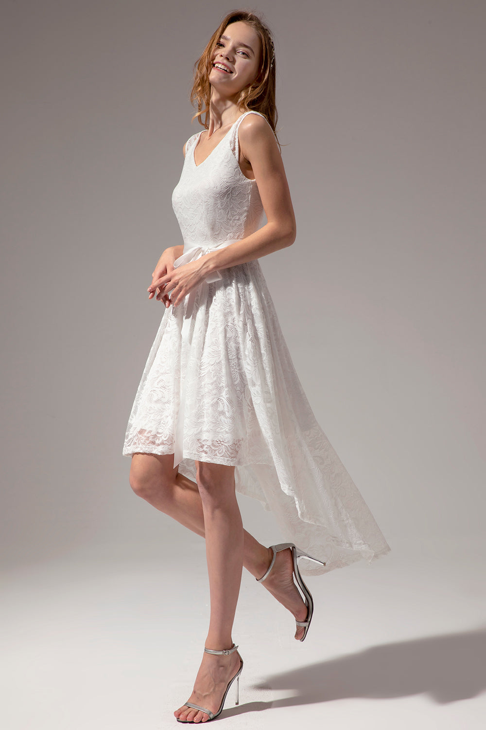 White Lace High-low Dress