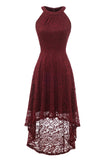 Burgundy High Low Lace Dress