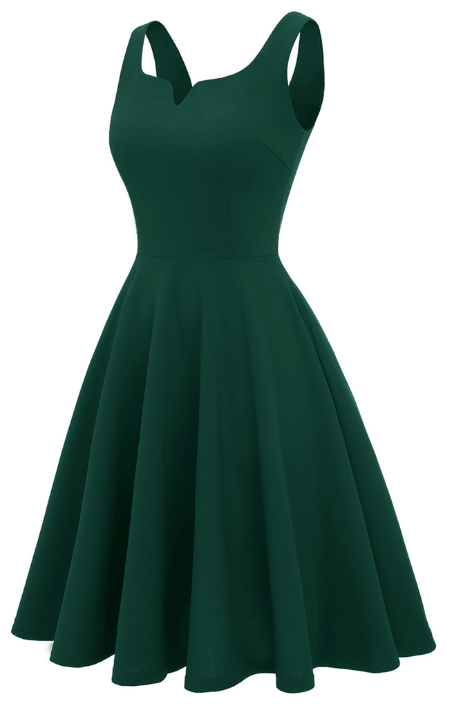 Zapaka Women Blush Solid Vintage Dress Swing Dress Retro Style Dress ...