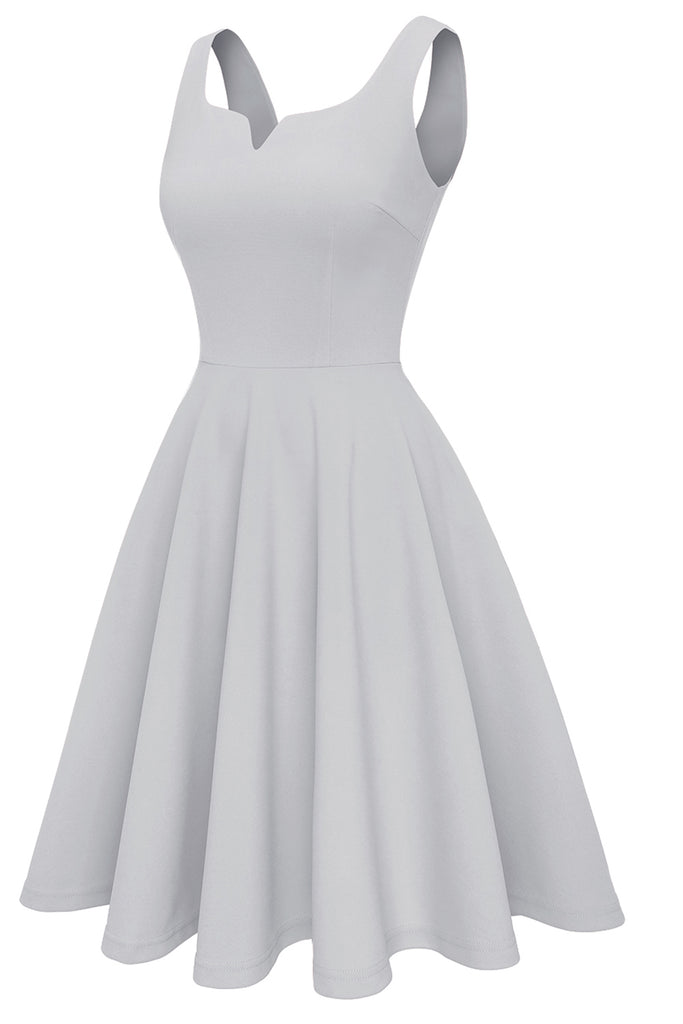 Zapaka Women Blush Solid Vintage Dress Swing Dress Retro Style Dress ...