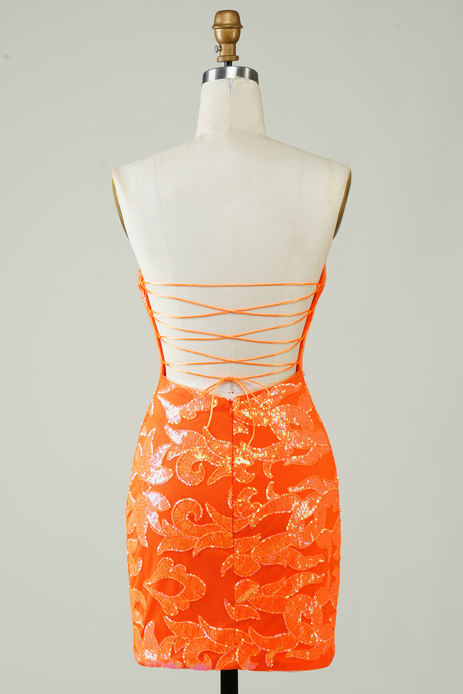 strapless open back dress Orange Sequins One Shoulder Sheath Homecoming Dress Orange / US 8 main image 1