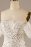 Sparkly Ivory Mermaid Sequined Floor-Length Wedding Dress