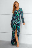 Black Long Sleeves Sequined Wrap Formal Dress With Embroidery
