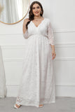 Plus Size V-Neck Lace Pink Mother Of The Bride Dress
