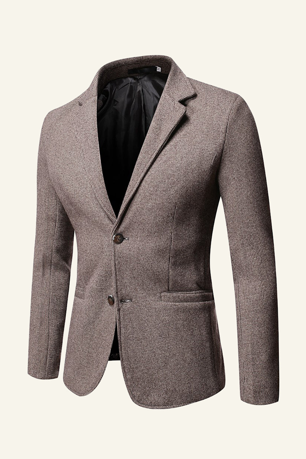Khaki Tweed Notched Lapel Men Wedding Blazer
