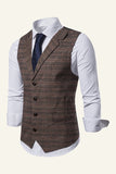 Lapel Collar Men's Suit Check Vest
