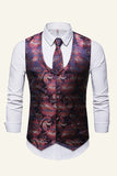 Single Breasted Lapel Print Men's Suit Vest
