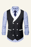 Black Shawl Lapel Double Breasted Men's Suit Vest