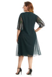Plus Size Dark Green Mother Of The Bride Dress With Cape