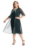 Plus Size Dark Green Mother Of The Bride Dress With Cape