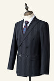 Black Pinstriped Double-Breasted 3-Piece Men's Suit