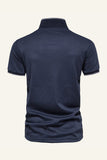 Classic Navy Regular Fit Collared Short Sleeves Men's Polo Shirt