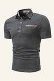 Classic Grey Regular Fit Collared Plaid Men's Polo Shirt