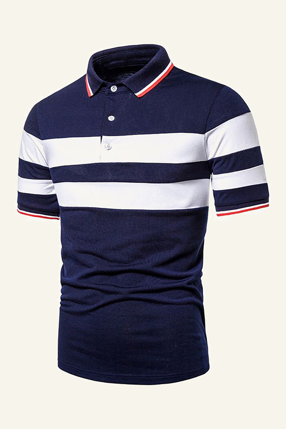 Stripes Black Short Sleeves Casual Polo Shirt