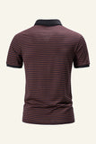 Brown Stripe Short Sleeves Silm Fit Polo Shirt