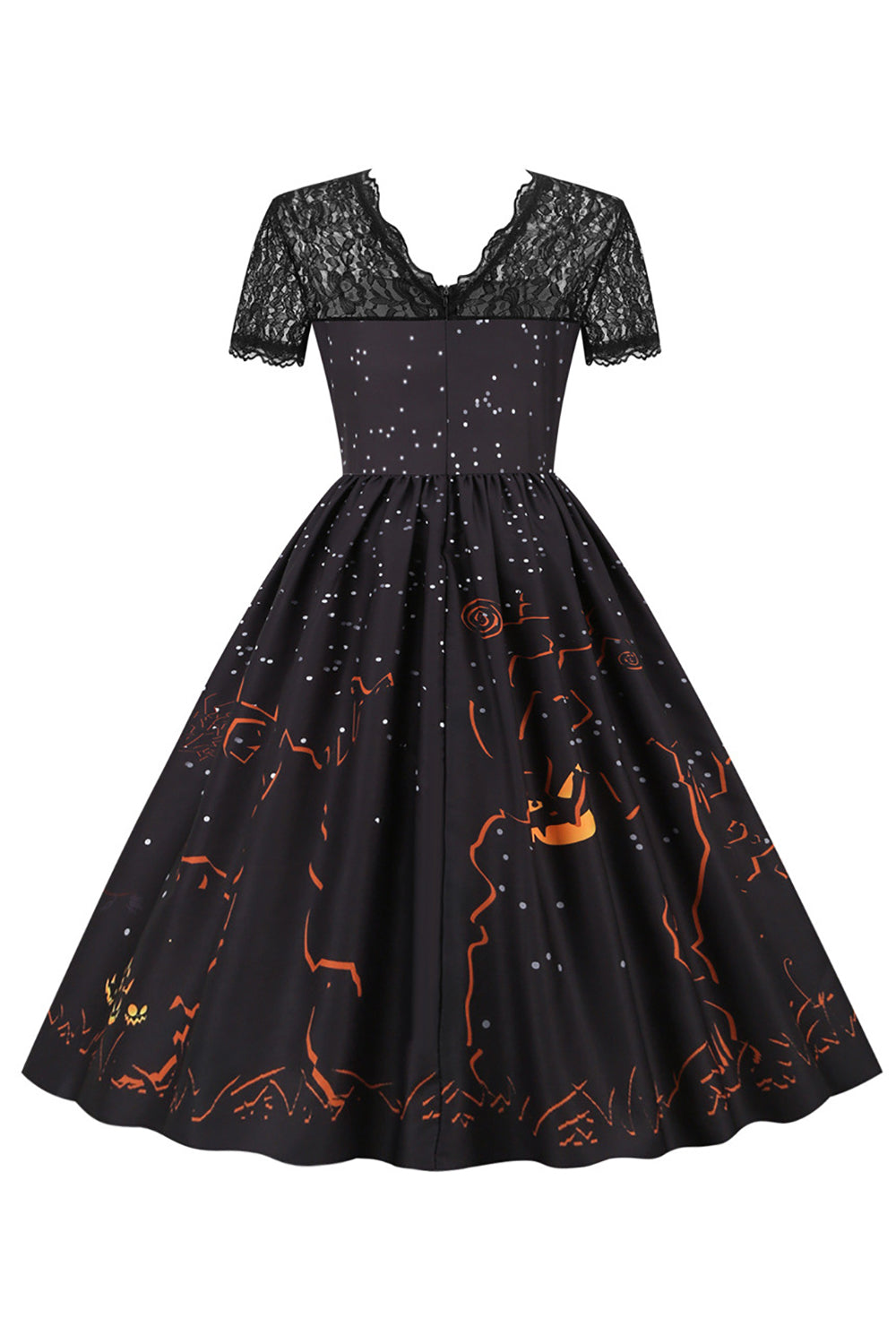Halloween Party Lace Print Vintage Dress