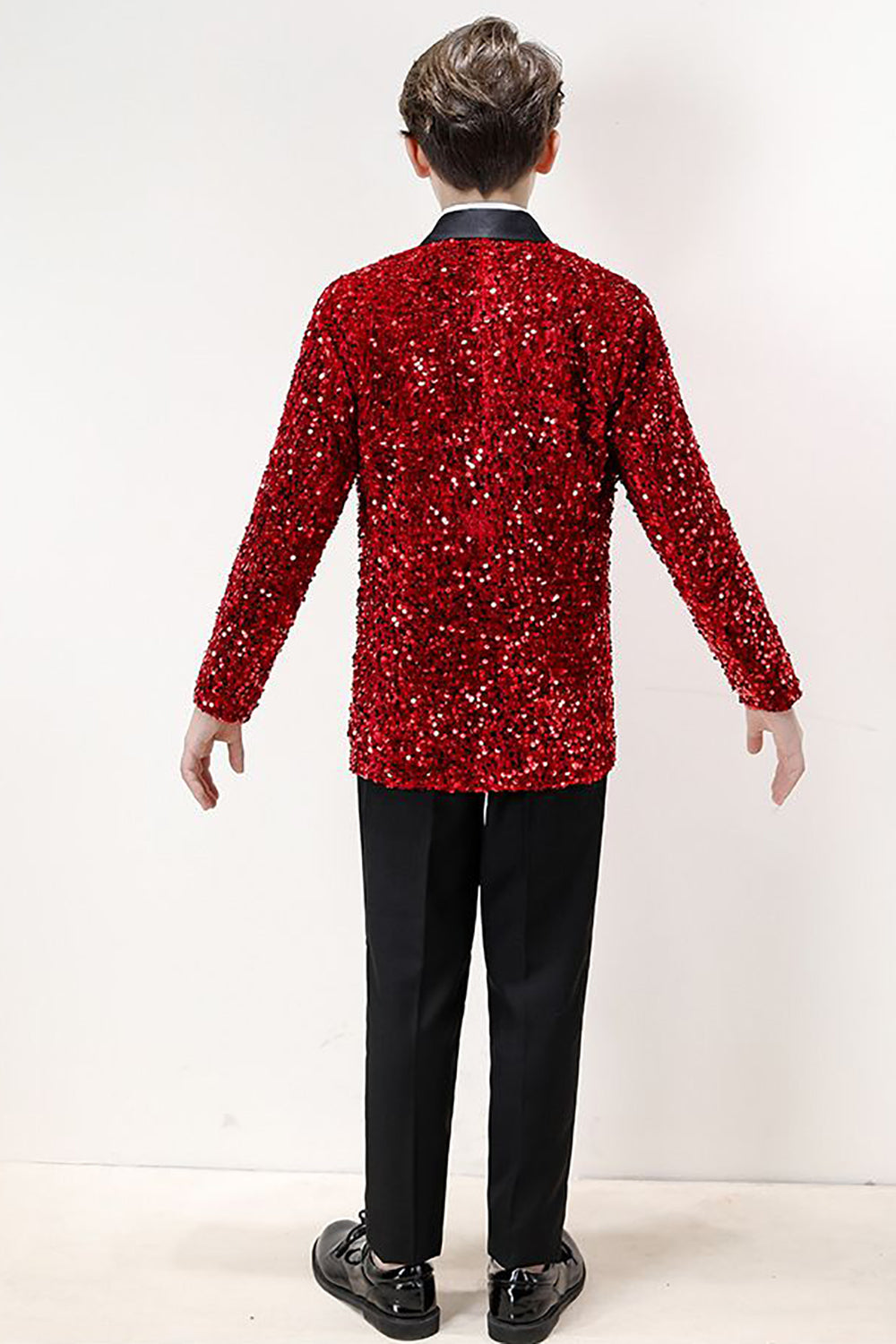 Sparkly Red Sequins Boys' 3-Piece Formal Suit Set
