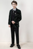 Sparkly Dark Green Sequins Boys' 3-Piece Formal Suit Set