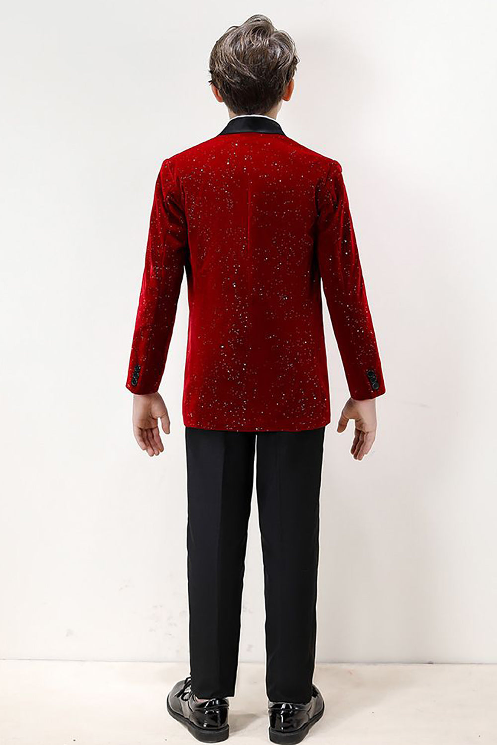 Sparkly Burgundy Boys' 3-Piece Formal Suit Set
