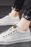 White Slip-on Lace Up Light Weight Men's Shoes