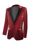 Men's Red Sparkly 2-Piece Peak Lapel Prom Suits