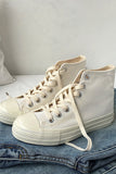 White High Top Lace Up Canvas Sneakers