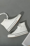 High Top White Lace Up Casual Canvas Sneakers