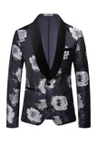 Black Floral Jacquard Shawl Lapel Men Prom Suits