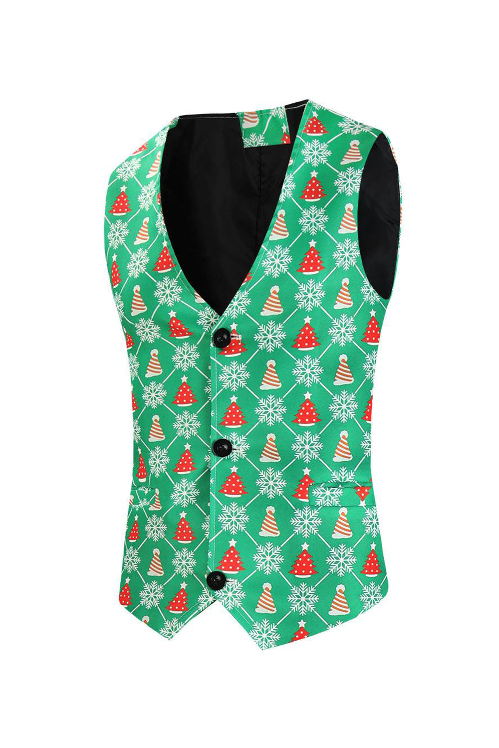 Green Christmas Tree Single Breasted Men's Suit Vest