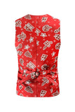 Red Sleeveless Single Breasted Men's Christmas Suit Vest