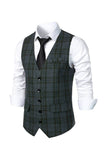 Dark Brown Striped Single Breasted Men's Retro Suit Vest