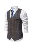 Retro Single Breasted V Neck Grey Men's Suit Vest