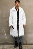 Brown Open Front Faux Fur Long Men Coat