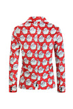Notched Lapel One Button Santa Claus Printed Red Men's Suits