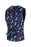 Notched Lapel One Button Elk Dark Blue Christmas Men's Suits